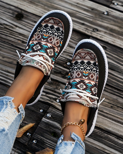 Womens Retro Floral Skate Shoes - Ultra-Comfortable Slip-On Sneakers with Trendy Color Block Design - Fashion Casual Footwear for Everyday Style