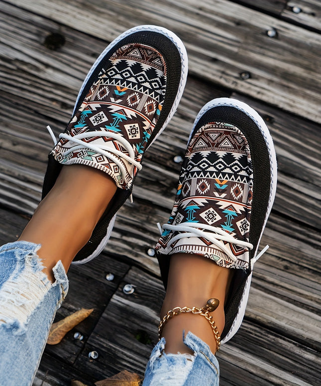 Womens Retro Floral Skate Shoes - Ultra-Comfortable Slip-On Sneakers with Trendy Color Block Design - Fashion Casual Footwear for Everyday Style