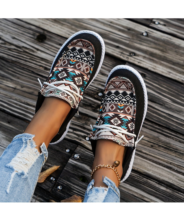 Womens Retro Floral Skate Shoes - Ultra-Comfortable Slip-On Sneakers with Trendy Color Block Design - Fashion Casual Footwear for Everyday Style